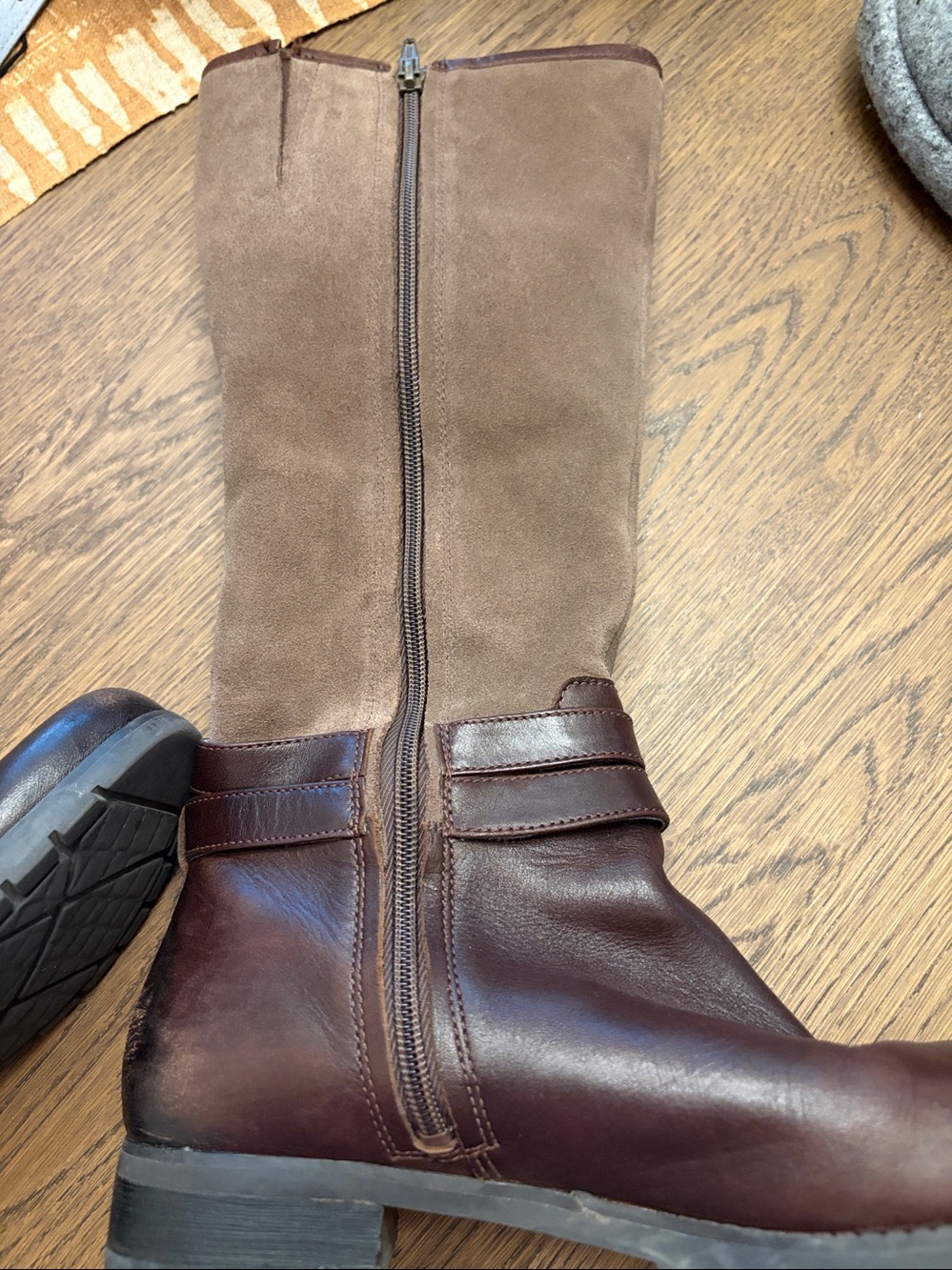 Rockport Brown Leather & Suede Tall Riding Boots - Picture 5 of 6